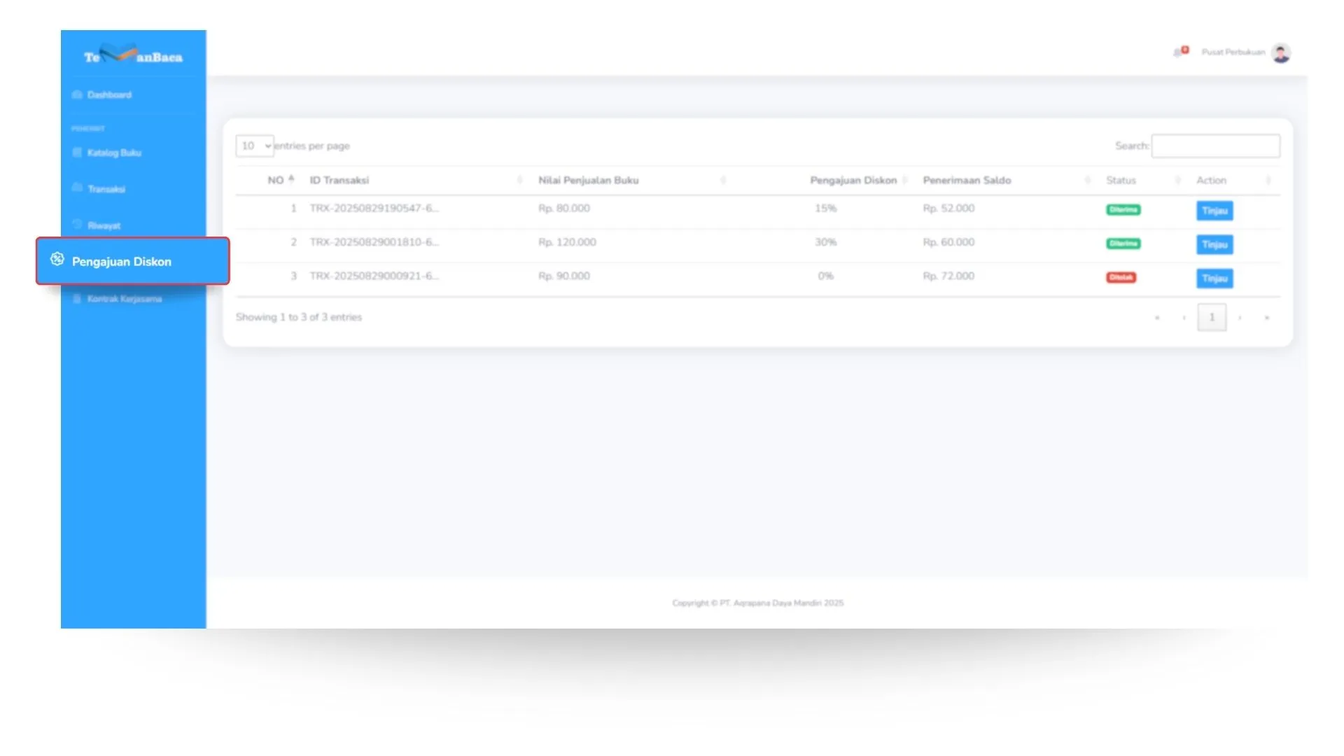Daftar Pengajuan Diskon