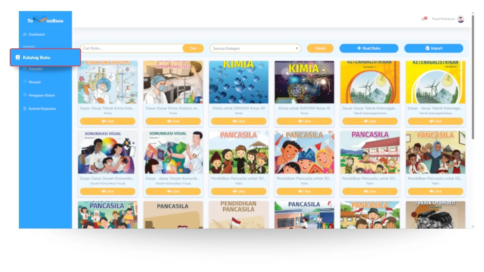 Tampilan Katalog Buku