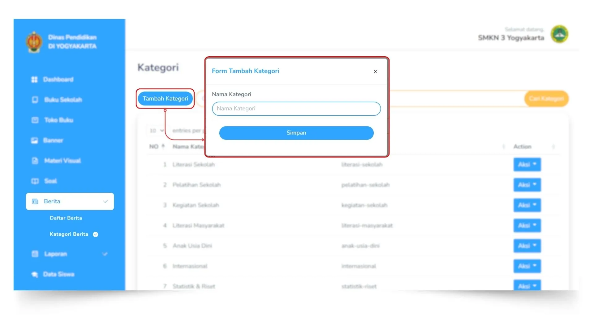 Form Tambah Kategori